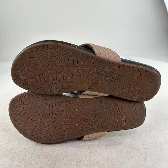 OluKai Mahina Leather Flip Flops US 7 Beige Thongs Sandals Tan Brown  Summer - Picture 7 of 11